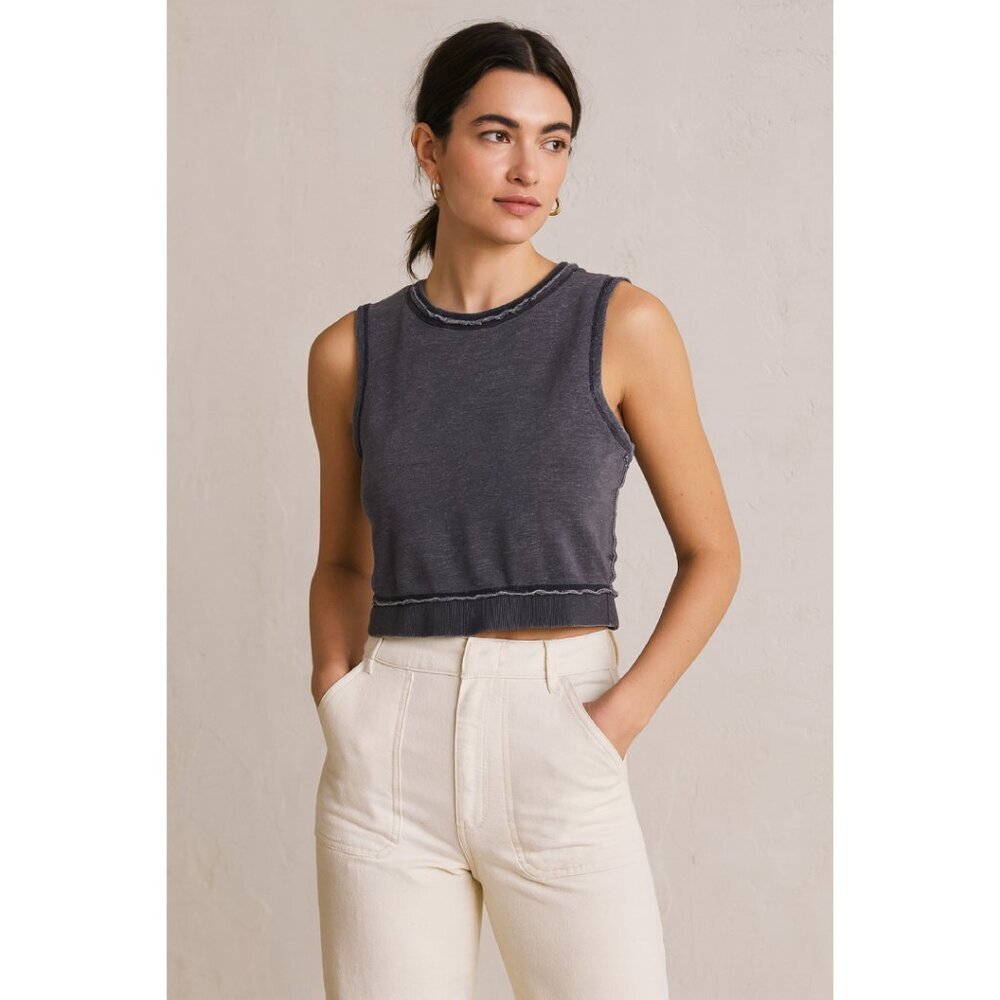 Anthro Daily Practice Women's Sleeveless Crop Top Size‎ S Lightweight Gray